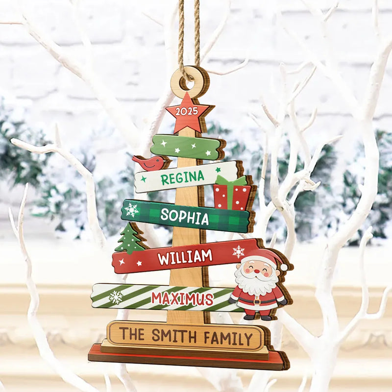 Family,Parents,Gift For Grandparents,Gift For Kids,Gift For Sibling,Gift For Brothers,Gift For Sisters,Christmas,Happy - Family Names Christmas Tree - Personalized Custom Shaped Wooden Ornament