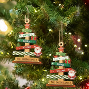 Family,Parents,Gift For Grandparents,Gift For Kids,Gift For Sibling,Gift For Brothers,Gift For Sisters,Christmas,Happy - Family Names Christmas Tree - Personalized Custom Shaped Wooden Ornament