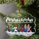 Christmas, Gift For Sibling, Gift For Sisters, Gift For Brothers, Family, Happy - Family Never Apart Maybe In Distance - Personalized Medallion Glass Ornament