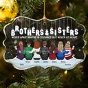 Christmas, Gift For Sibling, Gift For Sisters, Gift For Brothers, Family, Happy - Family Never Apart Maybe In Distance - Personalized Medallion Glass Ornament