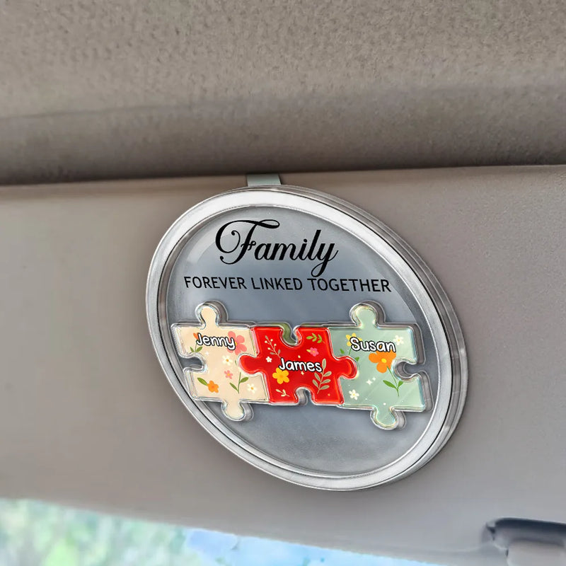 Family - Family Puzzle Linked Together - Personalized Custom Shaped Acrylic Car Visor Clip