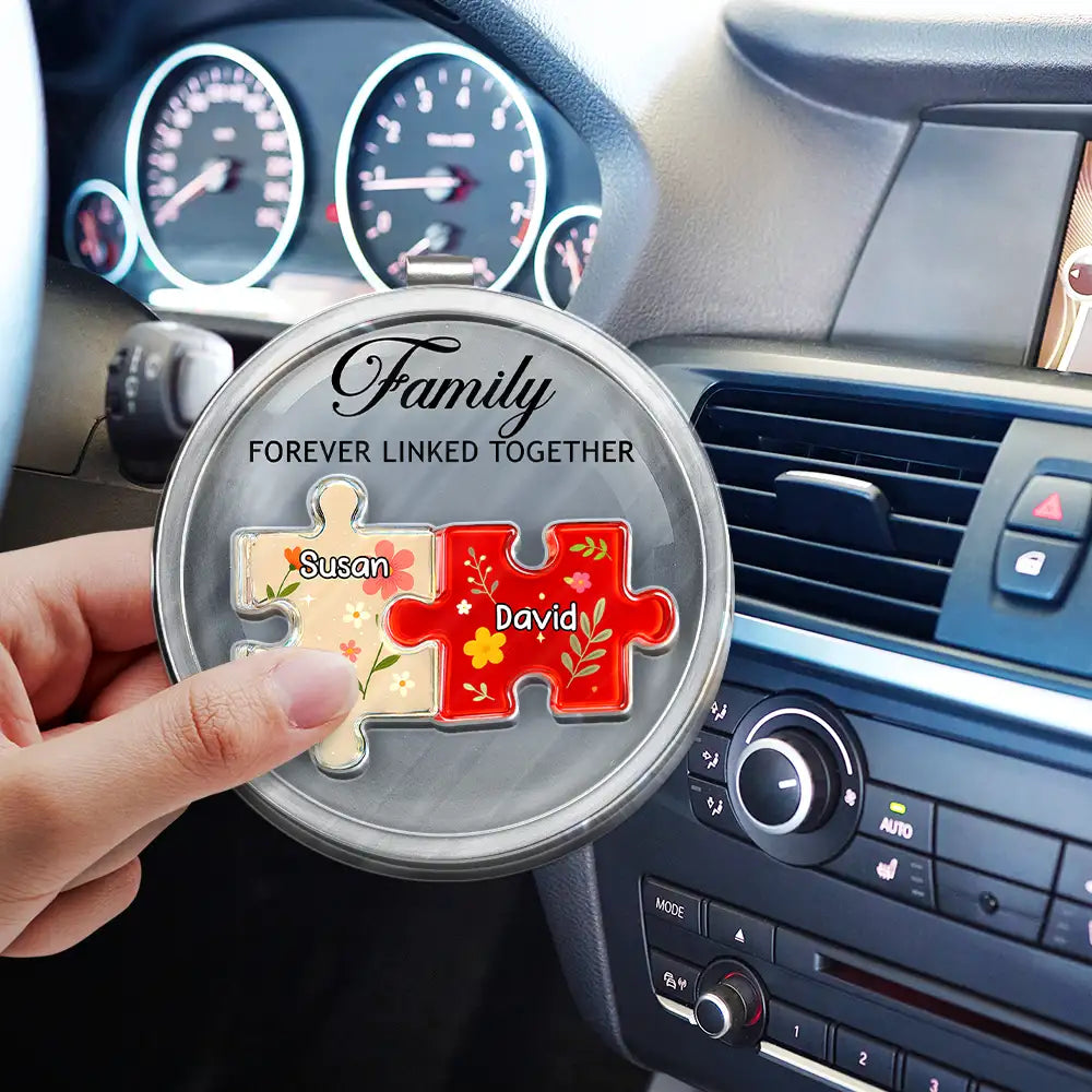 Family - Family Puzzle Linked Together - Personalized Custom Shaped Acrylic Car Visor Clip