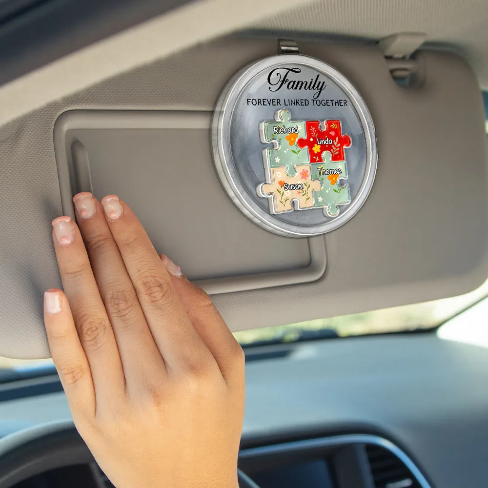 Family - Family Puzzle Linked Together - Personalized Custom Shaped Acrylic Car Visor Clip