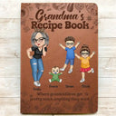 Gift For Grandma,Gift For Mother,Cooking,Happy - Family Recipe Mom Book - Personalized Leather Journal