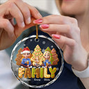 Christmas,Family,Happy - Family Sitting Cake Cookie Tree - Personalized Circle Glass Ornament