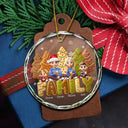 Christmas,Family,Happy - Family Sitting Cake Cookie Tree - Personalized Circle Glass Ornament