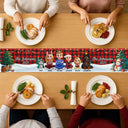 Family, Parents, Gift For Grandparents, Happy, Christmas,Top Market-Family Sitting Christmas Plaid Pattern - Personalized Table Runner