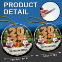 Christmas,Family,Happy - Family Sitting Together - Personalized Circle Glass Ornament