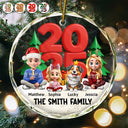 Christmas,Family,Happy - Family Sitting Together - Personalized Circle Glass Ornament