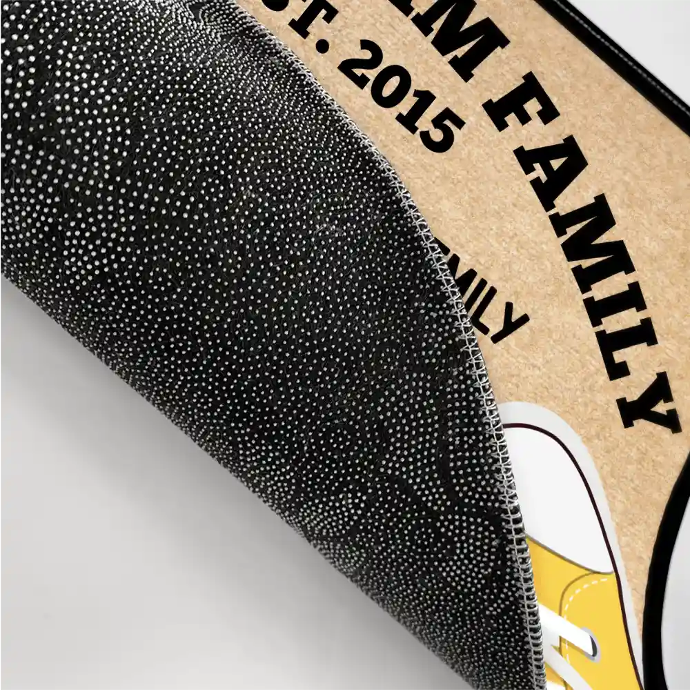 Gift For Mother, Dog Mom, Cat Mom, Pet Mom, Mom - Children, Gift For Father, Dad - Children, Dog Dad, Cat Dad, Pet Dad, Gift For Grandparents, Parents, Gift For Grandpa, Grandpa - Grandkids, Gift For Grandma, Grandma - Grandkids, Dog Lovers, Dog Couple, Cat Lovers, Cat Couple - Family Sneakers And Pet Leash - Personalized Doormat