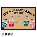 Gift For Mother, Dog Mom, Cat Mom, Pet Mom, Mom - Children, Gift For Father, Dad - Children, Dog Dad, Cat Dad, Pet Dad, Gift For Grandparents, Parents, Gift For Grandpa, Grandpa - Grandkids, Gift For Grandma, Grandma - Grandkids, Dog Lovers, Dog Couple, Cat Lovers, Cat Couple - Family Sneakers And Pet Leash - Personalized Doormat