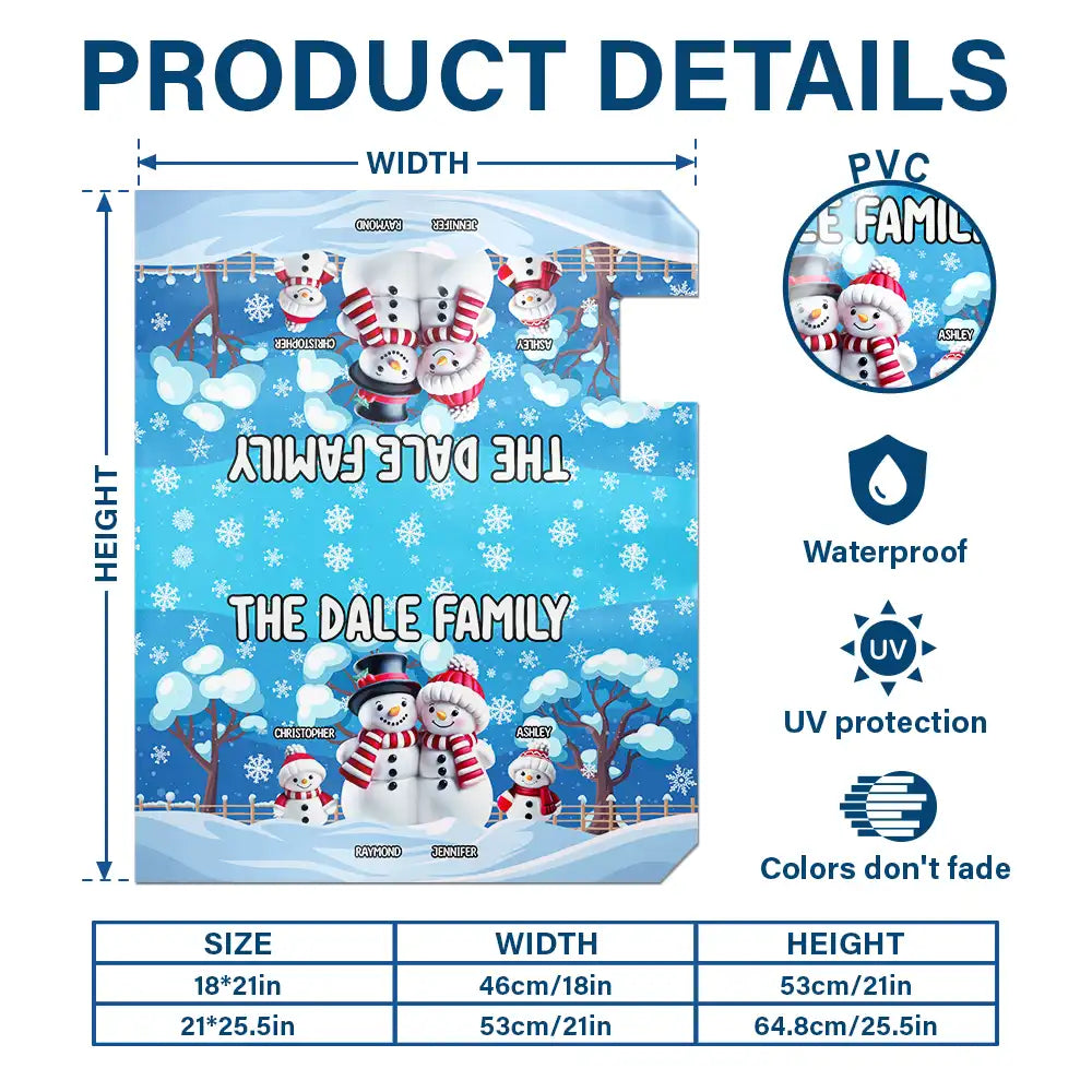 Happy, Family, Christmas - Family Snowman - Personalized Mailbox Cover
