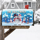 Happy, Family, Christmas - Family Snowman - Personalized Mailbox Cover