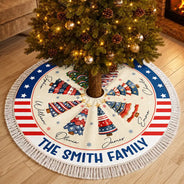 Sentimental,America 250th,Christmas,Family,Icon - Family Stars & Stripes Christmas Trees - Personalized Tree Skirt