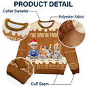 Christmas, Family, Pet Couple, Happy - Family Together Christmas Gingerbread Pattern - Personalized Unisex Ugly Sweater