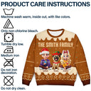Christmas, Family, Pet Couple, Happy - Family Together Christmas Gingerbread Pattern - Personalized Unisex Ugly Sweater