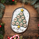 Christmas, Family, Happy - Family Tree Ornamnet - Personalized 2-Layered Wooden Ornament