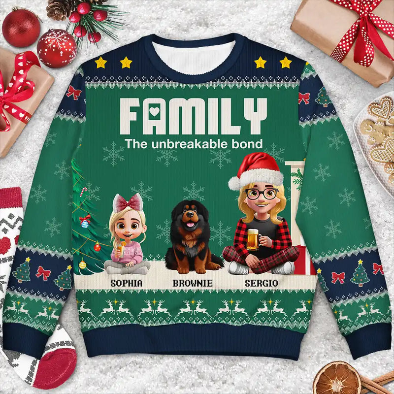 Christmas,Family,Happy - Family Unbreakable Bond - Personalized Unisex Ugly Sweater