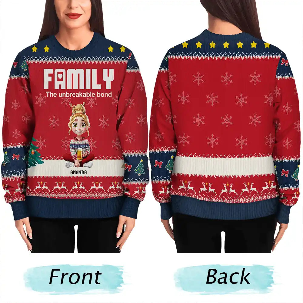 Christmas,Family,Happy - Family Unbreakable Bond - Personalized Unisex Ugly Sweater