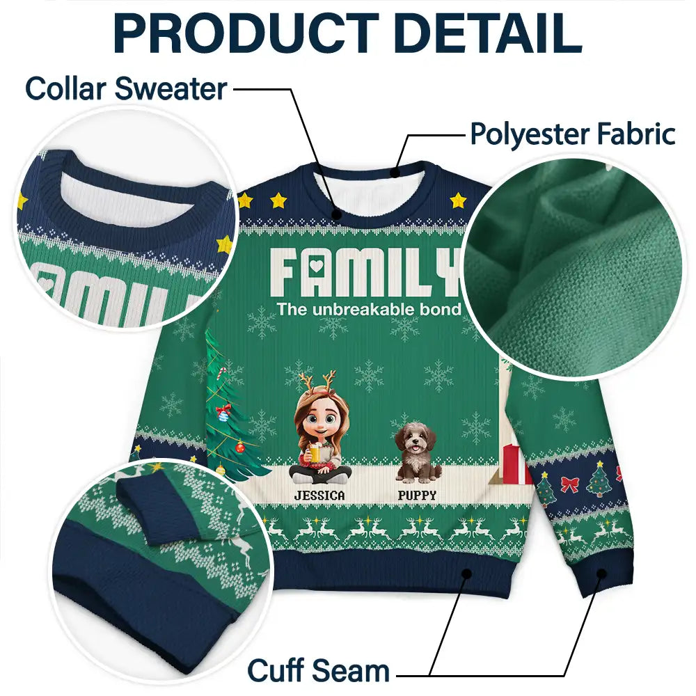 Christmas,Family,Happy - Family Unbreakable Bond - Personalized Unisex Ugly Sweater