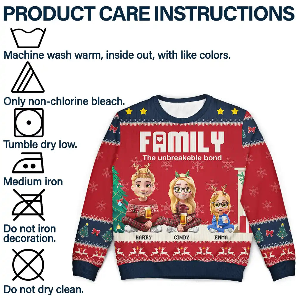 Christmas,Family,Happy - Family Unbreakable Bond - Personalized Unisex Ugly Sweater
