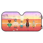 Gift For Couples,Family,Gift For Husband,Gift For Wife,Gift For Men,Gift For Women,Single Dad,Single Mom,Pet Lovers,Pet Mom,Pet Dad,Pet Couple,Beach,Summer - Family Vacation - Personalized Auto Sunshade