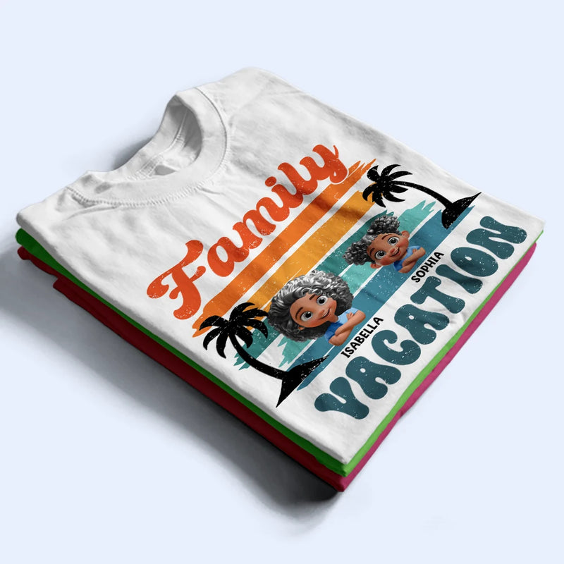 Family, Parents, Gift For Kids, Happy, Summer - Family Vacation 3D Effect - Personalized T Shirt