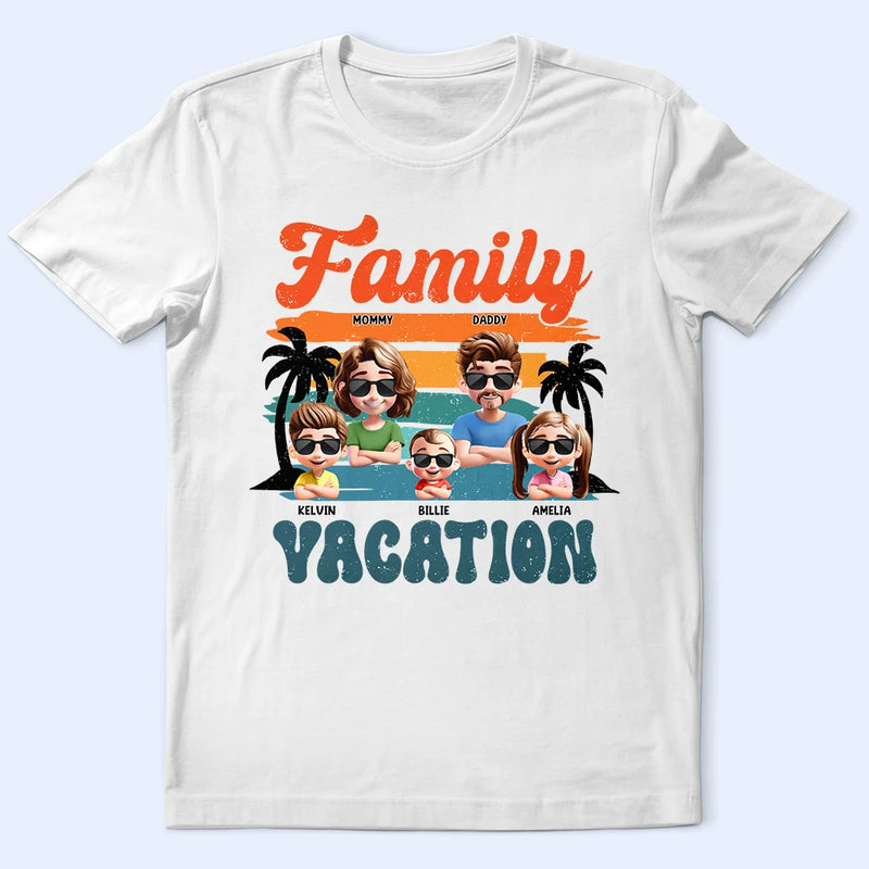 Family, Parents, Gift For Kids, Happy, Summer - Family Vacation 3D Effect - Personalized T Shirt