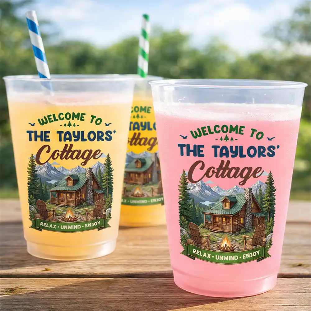 Family Welcome To Our Cabin Party - Personalized Frosted Cups - Family Welcome To Our Cabin Party - Personalized Frosted Cups