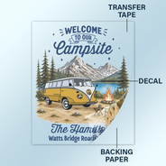 Summer, Camping, Family, Cozy, Icon - Family Welcome To Our Campsite - Personalized Decor Decal