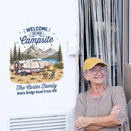 Summer, Camping, Family, Cozy, Icon - Family Welcome To Our Campsite - Personalized Decor Decal