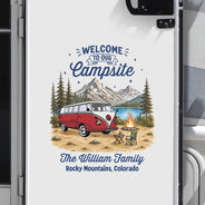 Summer, Camping, Family, Cozy, Icon - Family Welcome To Our Campsite - Personalized Decor Decal