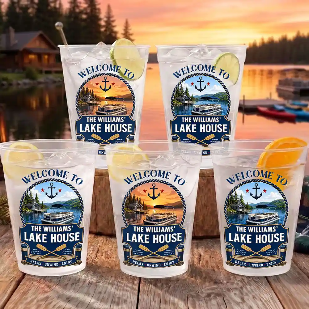 Family Welcome To Our Lake House Relax Unwind Enjoy - Personalized Frosted Cups