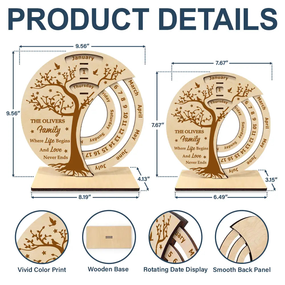 Family, Love, Christmas - Family Where Life Begins - Personalized Spinning Perpetual Desk Calendar