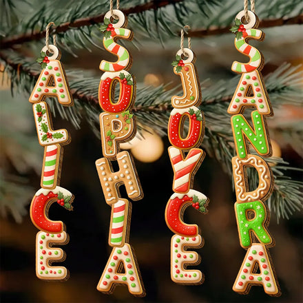 Custom Letter With Name For Family Kids - Personalized Custom Shaped Wooden Ornament