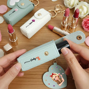Gift For Women, Gift For Wife, Gift For Girlfriend, Love - Fancy Girl Woman Bloom In Love - Personalized Leather Lipstick Case Keychain With Mirror