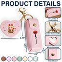 Gift For Women, Gift For Wife, Gift For Girlfriend, Love - Fancy Girl Woman Bloom In Love - Personalized Leather Lipstick Case Keychain With Mirror