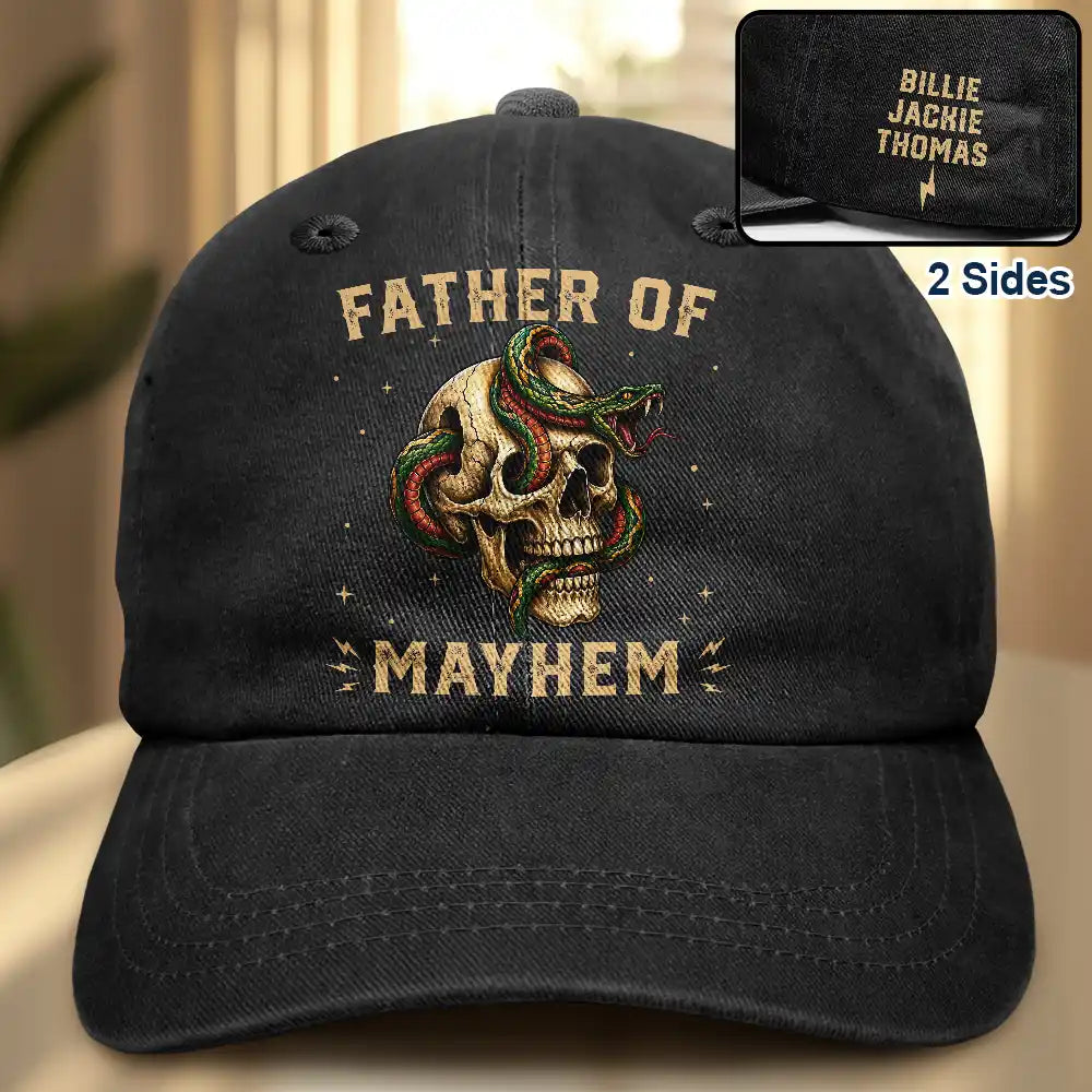 Father Of Mayhem - Personalized Vintage Washed Denim Cap