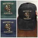 Gift For Father,Gift For Mother,Top Market,Non-Eng,Icon,Proud - Father Of Mayhem - Personalized Vintage Washed Denim Cap