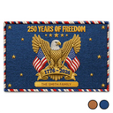America 250th,Independence Day,Family,Proud,Icon - Faux Embroidery Effect 250 Years Of Freedom - Personalized Doormat