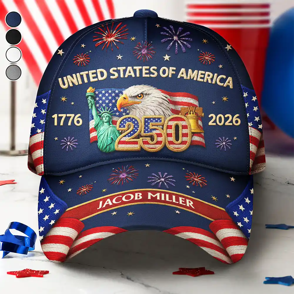 Faux Embroidery Effect America 250th Anniversary - Personalized Classic Cap
