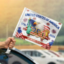 Independence Day,America 250th,Family,Proud - Faux Embroidery Effect America 250th Anniversary Family Name - Personalized Car Flag