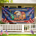 Family, Parents, Happy, America 250th - Faux Embroidery Effect America 250th Anniversary Family Name - Personalized Horizontal Banner