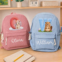 Playful, Back To School, Gift For Kids, Icon - Faux Embroidery Effect Chenille Animal & Alphabet Letters - Personalized Corduroy Backpack