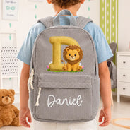 Playful, Back To School, Gift For Kids, Icon - Faux Embroidery Effect Chenille Animal & Alphabet Letters - Personalized Corduroy Backpack