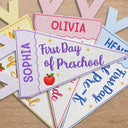 Confident,Back To School,Gift For Kids,Custom Text - Faux Embroidery Effect First Day Of School - Personalized Pennant