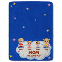 Gift For Grandma,Gift For Grandpa,Grandpa - Grandkids,Grandma - Grandkids,Gift For Women,Gift For Men,Happy - Faux Embroidery Effect Grandkids Mom Grandma We Love You - Personalized Fleece Blanket, Sherpa Blanket