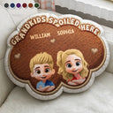 Gift For Grandma,Gift For Grandpa,Grandpa - Grandkids,Grandma - Grandkids,Gift For Women,Gift For Men,Happy - Faux Embroidery Effect Grandkids Spoiled Here - Personalized Custom Shaped Pillow