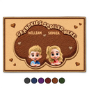 Gift For Grandma,Gift For Grandpa,Grandpa - Grandkids,Grandma - Grandkids,Gift For Women,Gift For Men,Happy - Faux Embroidery Effect Grandkids Spoiled Here - Personalized Doormat