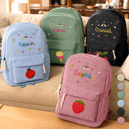 Back To School, Gift For Kids, Adorable, Icon - Faux Embroidery Effect Kid's Name - Personalized Corduroy Backpack